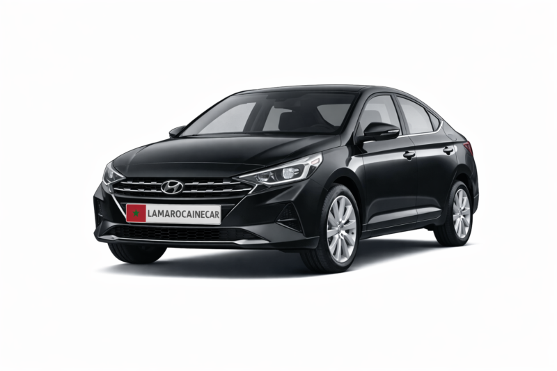 Hyundai Accent noire – location berline économique et fiable au Maroc