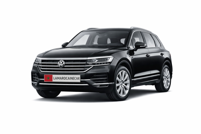 Volkswagen Touareg noir – location SUV premium confortable au Maroc